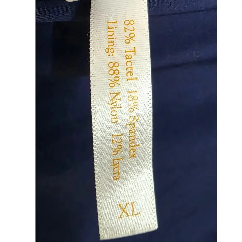 Helen Jon Essentials Skirted Hipster Shirred Swim Bikini Skirt Navy Blue Size XL
